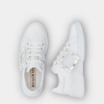 Roger Vivier Viv' Skate Strass Buckle Sneakers in Soft Leather