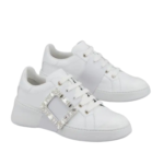 Roger Vivier Viv' Skate Strass Buckle Sneakers in Soft Leather