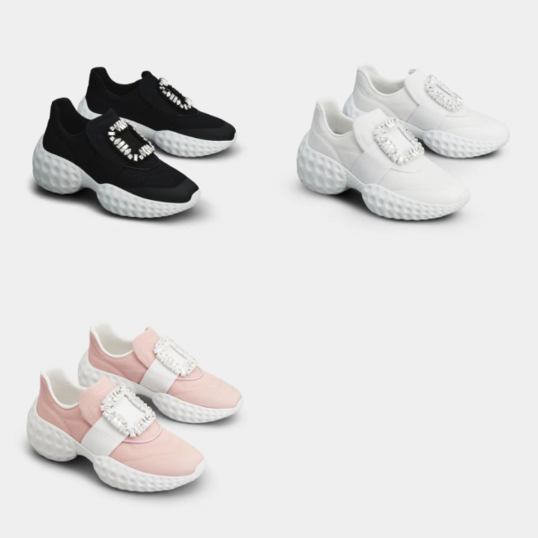 Roger Vivier Viv' Run Light Strass Buckle Sneakers in Fabrics