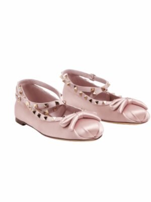 Valentino Rockstud Satin Ballerinas