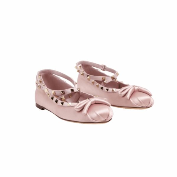 Valentino Rockstud Satin Ballerinas
