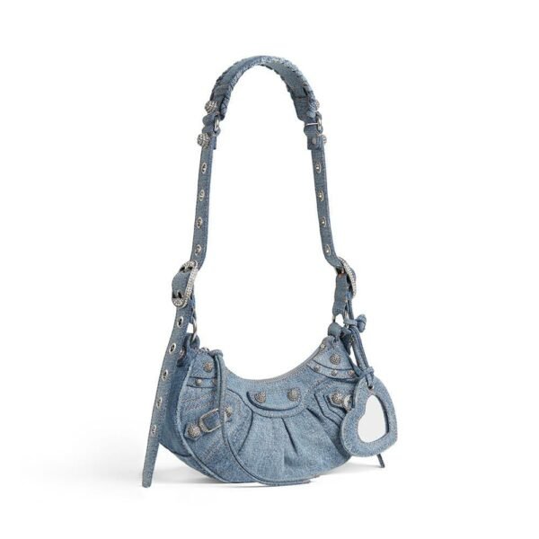 Balenciaga Le Cagole XS Shoulder Bag Denim with Rhinestone