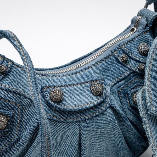 Balenciaga Le Cagole XS Shoulder Bag Denim with Rhinestone