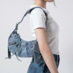 Balenciaga Le Cagole XS Shoulder Bag Denim with Rhinestone