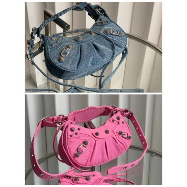 Balenciaga Le Cagole XS Shoulder Bag Denim with Rhinestone