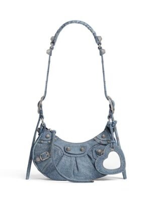 Balenciaga Le Cagole XS Shoulder Bag Denim with Rhinestone