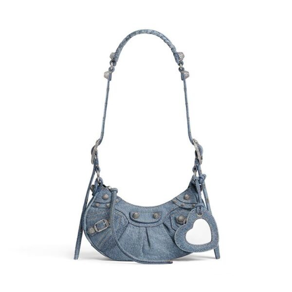 Balenciaga Le Cagole XS Shoulder Bag Denim with Rhinestone