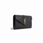 Yves Saint Laurent Cassandre Chain Wallet In Quilted Leather