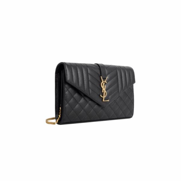 Yves Saint Laurent Cassandre Chain Wallet In Quilted Leather