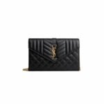 Yves Saint Laurent Cassandre Chain Wallet In Quilted Leather