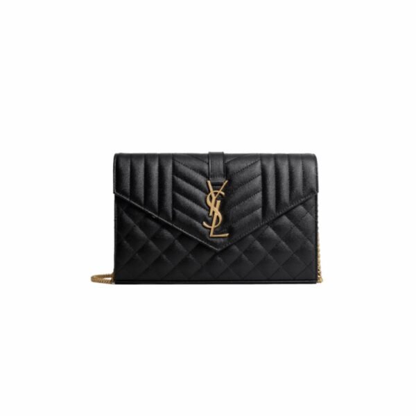 Yves Saint Laurent Cassandre Chain Wallet In Quilted Leather