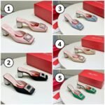 Roger Vivier Jewel Heel Rhinestone Buckle Mules