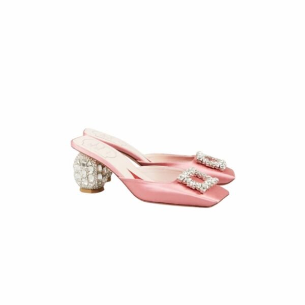 Roger Vivier Jewel Heel Rhinestone Buckle Mules