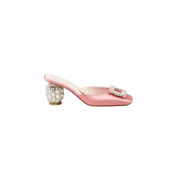 Roger Vivier Jewel Heel Rhinestone Buckle Mules