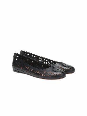 Alaia Laser-cut Leather Ballet Flats Shoes