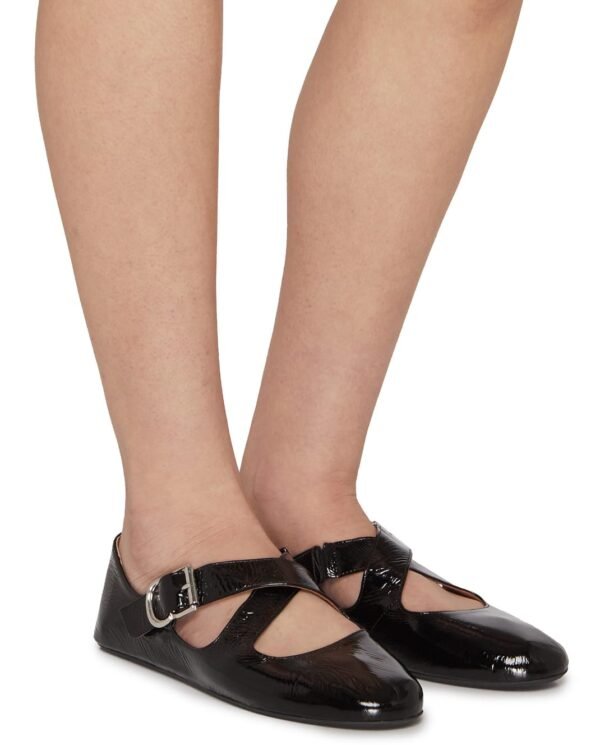 Alaia Criss Cross Patent Leather Ballerina Flat