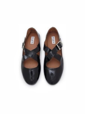 Alaia Criss Cross Patent Leather Ballerina Flat