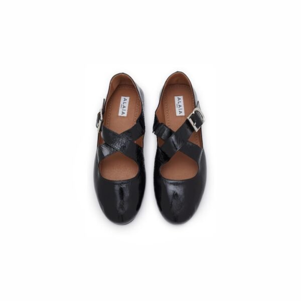 Alaia Criss Cross Patent Leather Ballerina Flat