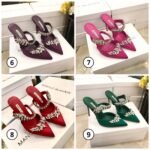 Manolo Blahnik Satin Crystal Embellished Mules