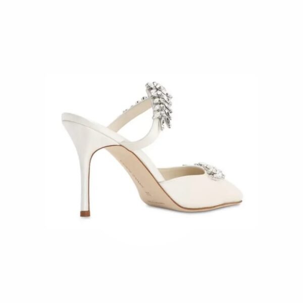 Manolo Blahnik Satin Crystal Embellished Mules