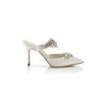 Manolo Blahnik Satin Crystal Embellished Mules