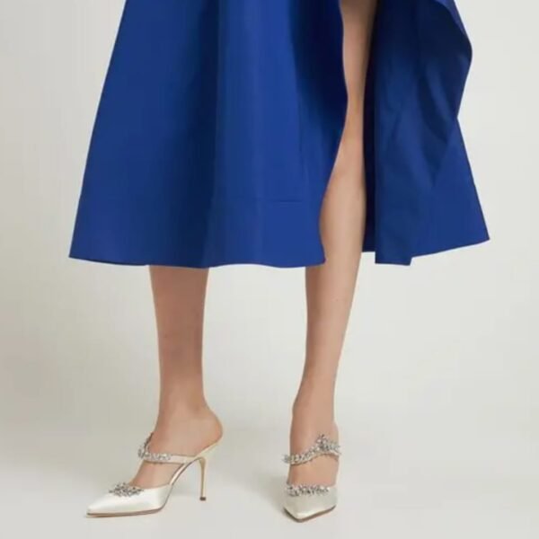 Manolo Blahnik Satin Crystal Embellished Mules
