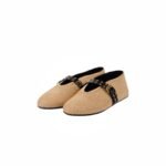 Alaia Leather Trimmed Paper Straw Flats Shoes