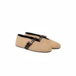 Alaia Leather Trimmed Paper Straw Flats Shoes