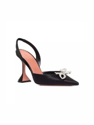 Amina Muaddi 95 Crystal Slingback Heels Satin