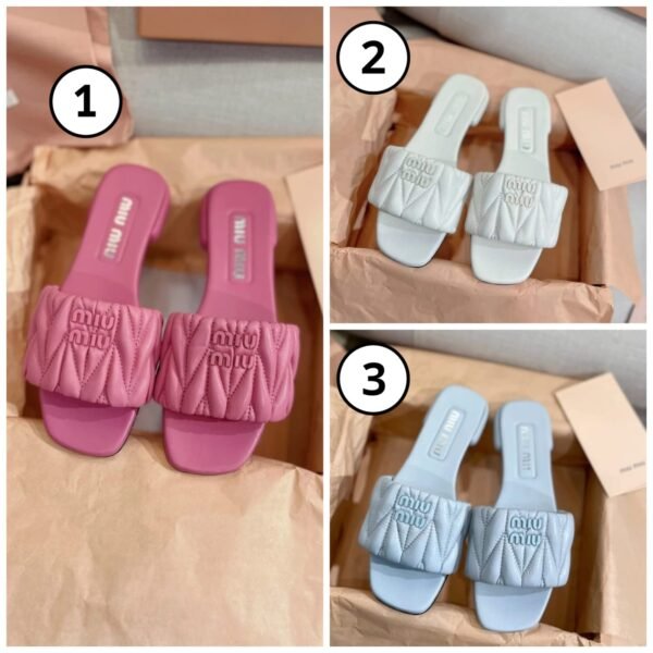 Miu Miu Matelasse leather slide sandals