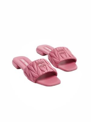 Miu Miu Matelasse leather slide sandals