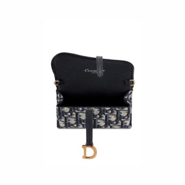 Christian Dior Saddle Nano Pouch Blue Dior Oblique Jacquard Chain