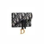 Christian Dior Saddle Nano Pouch Blue Dior Oblique Jacquard Chain