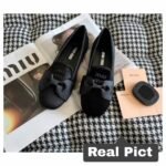 Miu Miu Ribbon Velvet Flatshoes