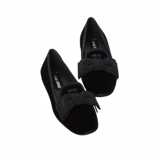 Miu Miu Ribbon Velvet Flatshoes