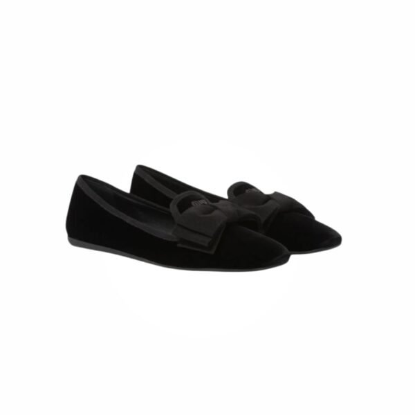 Miu Miu Ribbon Velvet Flatshoes