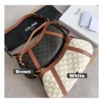 Celine Striped Hobo In Triomphe Canvas & Calfskin