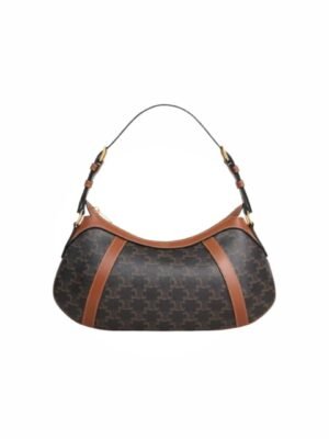 Celine Striped Hobo In Triomphe Canvas & Calfskin