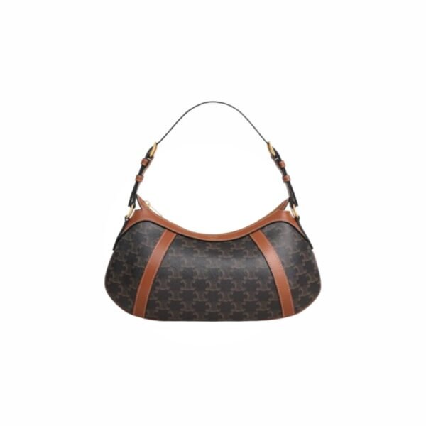 Celine Striped Hobo In Triomphe Canvas & Calfskin