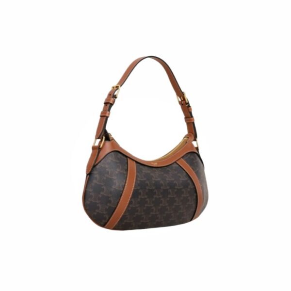Celine Striped Hobo In Triomphe Canvas & Calfskin