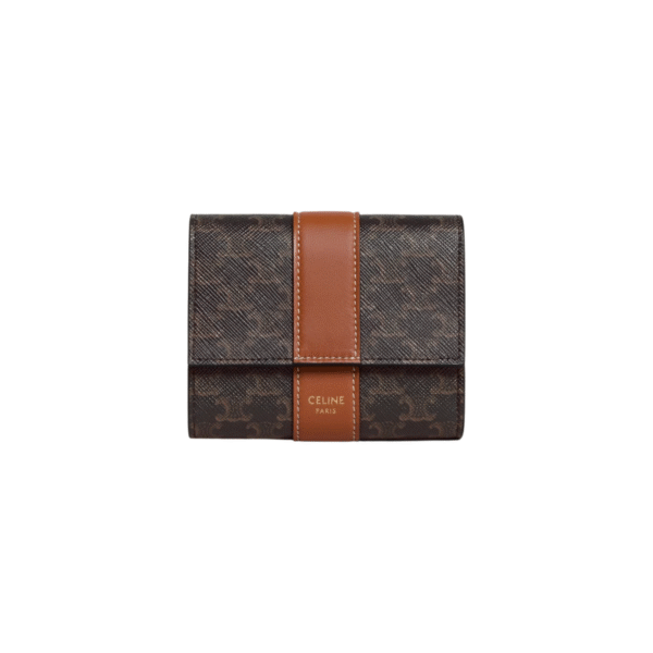 Celine Small Trifold Wallet In Triomphe Canvas