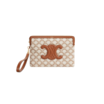 Celine Triomphe Small Pouch with Strap In Textile