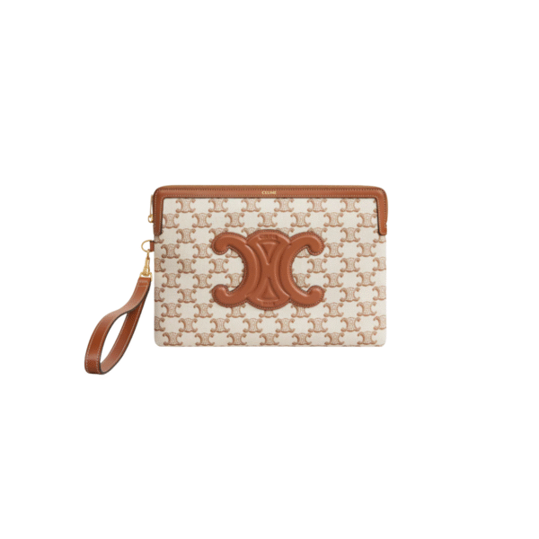Celine Triomphe Small Pouch with Strap In Textile