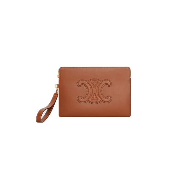 Celine Triomphe Small Pouch with Strap Tan