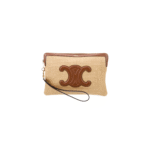 Celine Triomphe Small Pouch with Strap In Raffia Effect