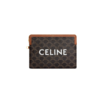 Celine Small Pouch in Triomphe Canvas With Strap Brown