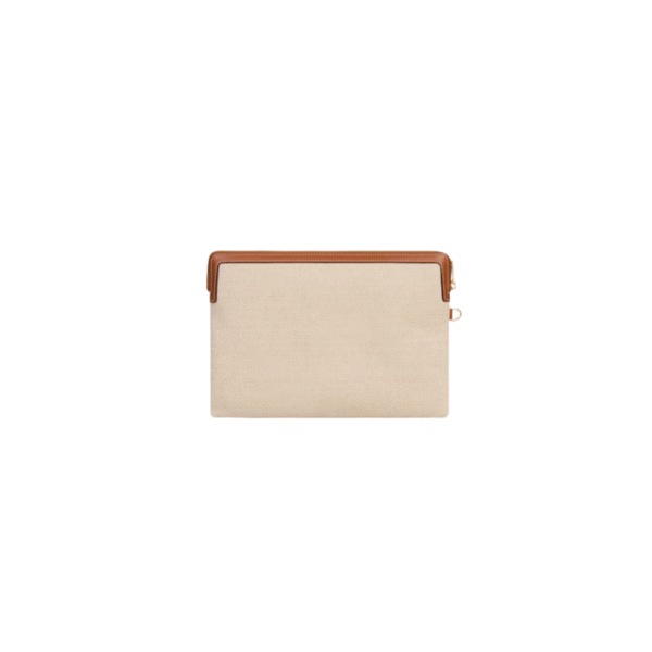 Celine Triomphe Small Pouch with Strap Tan In Textile With Anchor Embroidery