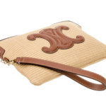 Celine Triomphe Small Pouch with Strap In Raffia Effect
