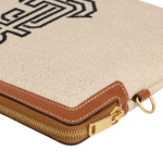 Celine Triomphe Small Pouch with Strap Tan In Textile With Anchor Embroidery