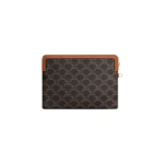 Celine Small Pouch in Triomphe Canvas With Strap Brown